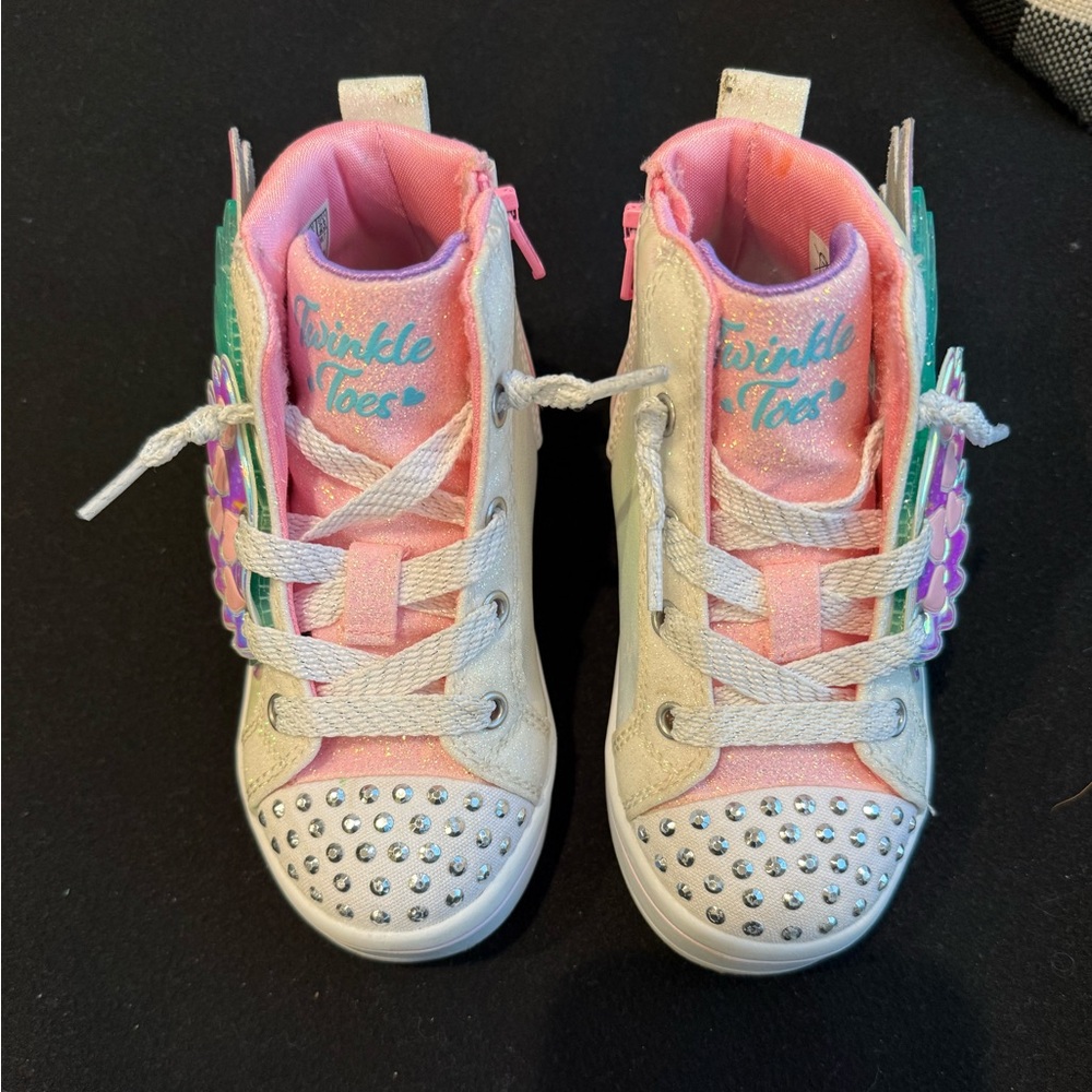 Skechers Twinkle Toes Light-Up Sneakers - Pink and White